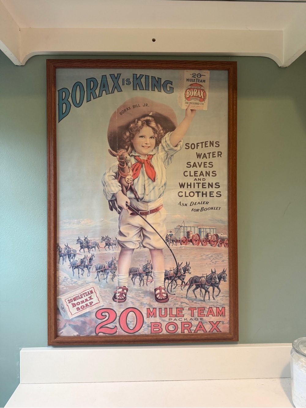 Vintage Borax Poster in Blue, Red, Cream and Brown